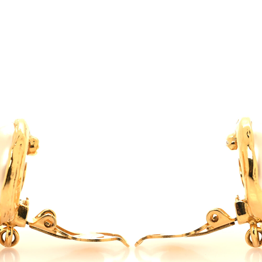 Pearl CC Dangle Clip On Earrings Gold - Image 4