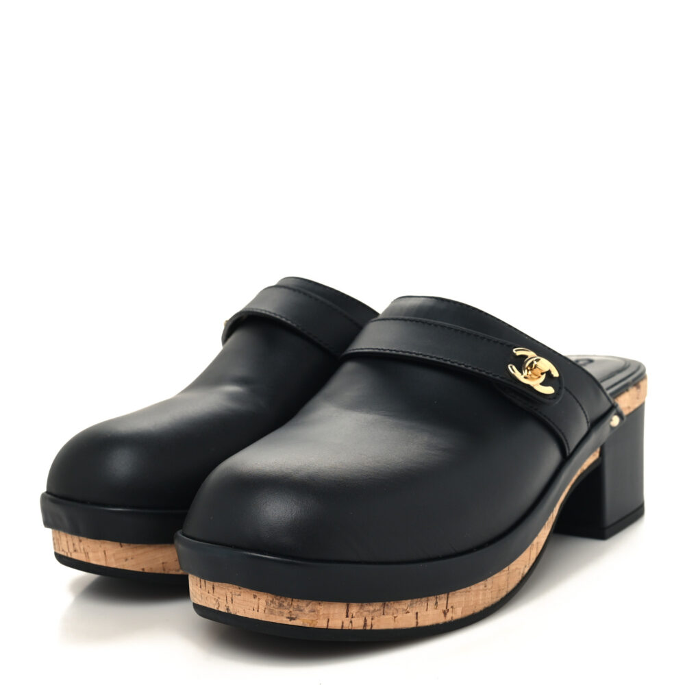 Calfskin CC Turn Lock Clogs
