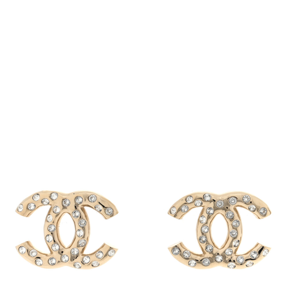 Metal Crystal CC Earrings Gold - Image 3