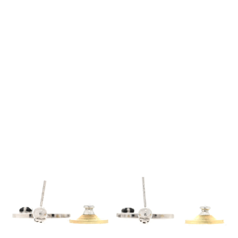 Crystal CC Dangle Earrings Silver Black - Image 2